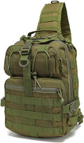 Outdoor Tactical Sling Bag Pack Military Sport Pack Sling Shoulder Backpack Molle Assault Range Bag (Military Green)