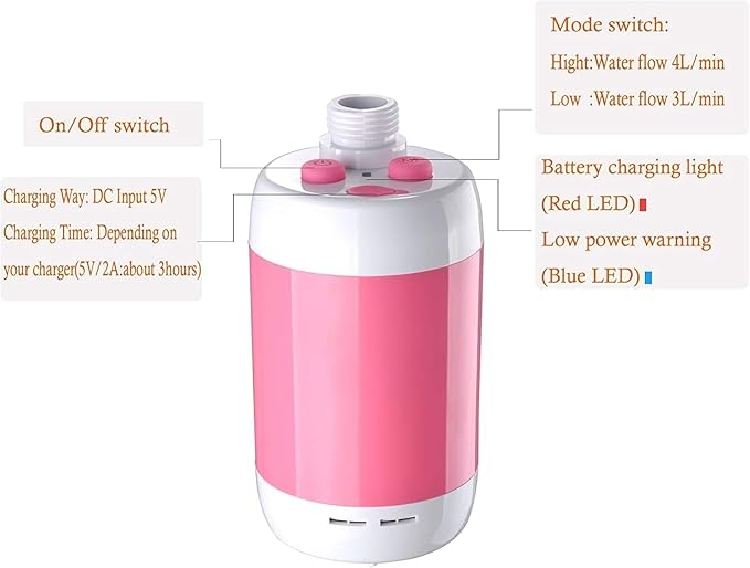 Portable Outdoor Shower Pump Rechargeable Battery Portable Shower for Camping Camp Suitable Electric showerhead for Hiking Campsites