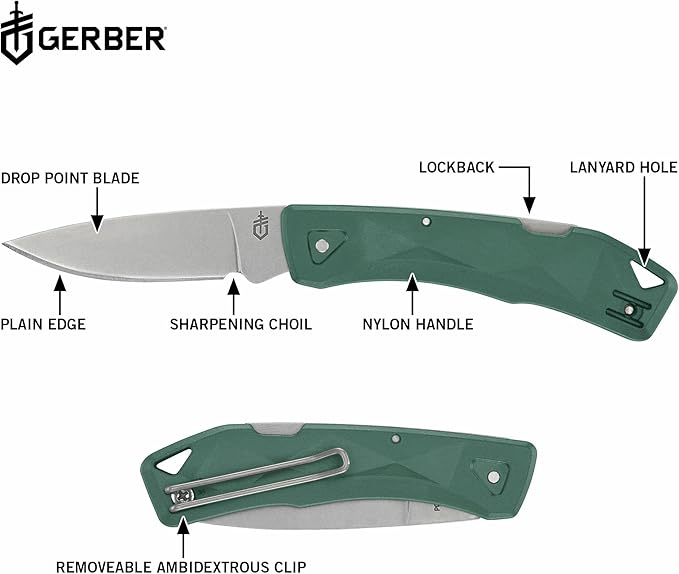 Gerber Gear LST Ultra - Lightweight EDC Knife - Survival Tactical Tool for Hiking Camping &amp Outdoor - Compact Folding Pocket Knife - Stainless Steel Blade - Made in USA - Blue