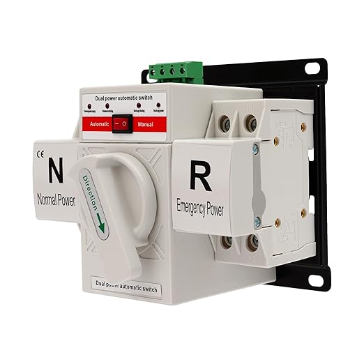 63A 110V Dual Power Automatic Transfer Switch Manual Transfer Switch 50/60Hz Din Rail Mounted Mini ATS 2/3/4P 63/32A for Hone Generator and Backup Power RV (2P 63A White)
