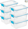Sterilite 6-Pack Gasket Box Weather-Resistant Storage Bins with Latching Lids 12 Quart - Heavy-Duty Organizing Containers for Closet Bathroom and Office