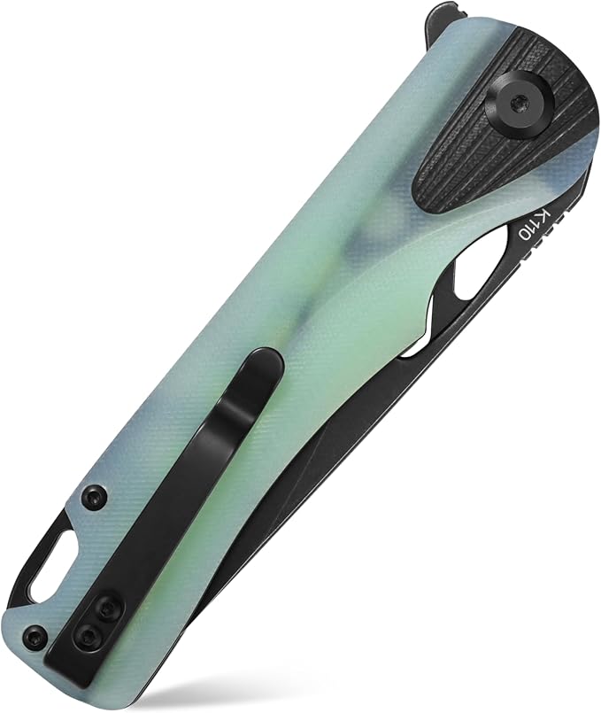 Sitivien ST165 Folding KnifeK110 Steel Blade with G10 Handle EDC Tool Knife Pocket Knife for Outdoor CampingHikingFishing(Jade)