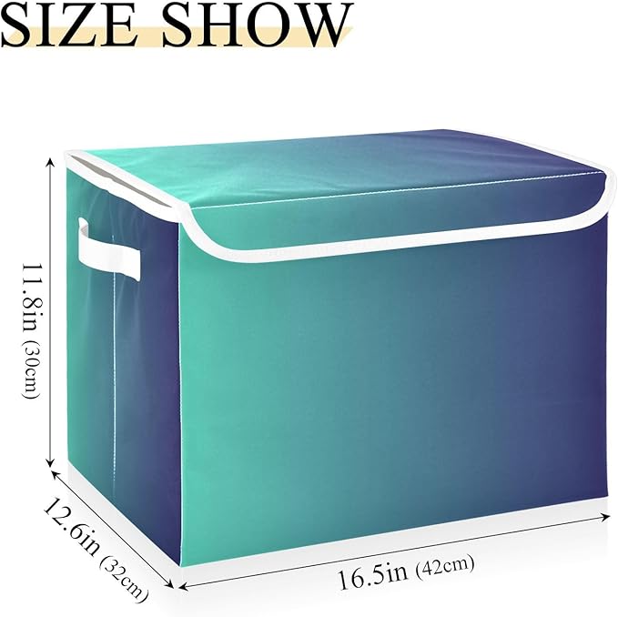 Blue Gradient Storage Bin with Lid Foldable Office Storage Qt Storage Bins for Office Supplies Home Decor