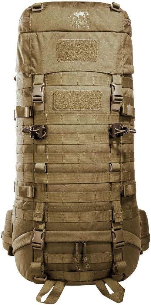 Tasmanian Tiger TT Base Pack 52 Modular Expandable Backpack 52 L to 65 L Volume Trekking Backpack with Molle System and Removable Waist Belt Coyote Brown