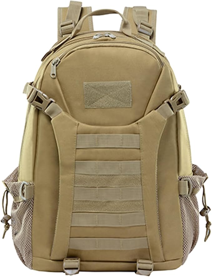 Men's Lightweight Oxford Cloth Backpack Tactical Rucksack Large Capacity Travel Daypack for Outdoor Hiking Camping (Brown)