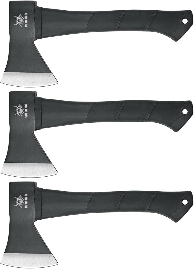 Throwing Axes and Tomahawks 11.2 - inch Camping Hatchet Carbon Steel &amp Fiberglass Handle with Anti-Slip &amp Shock Reduction for Axe Throwing Camping Kindling (3 Pack)