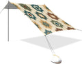 xigua Boho Tribal Aztec Beach Tent Sun Shelter with Carrying Bag - Silver Coated Oxford Fabric Beach Canopy for Beach Camping Fishing - Includes Windproof Ropes Sandbags &amp Stakes