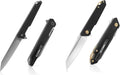 FLISSA 2PCS Folding Knife Set Pocket Knife with D2 Steel Blade G10 Handle Pocket Clip Lightweight Tactical Knife for Camping Hiking Hunting EDC Daily Use Outdoor Activities(Black)