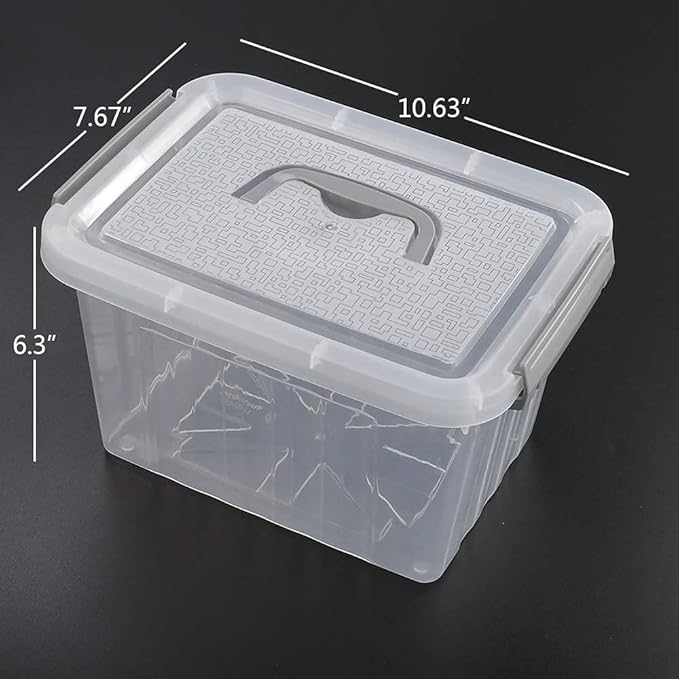 6 Liter Plastic Bins with Lids Clear Storage Boxes Set of 6