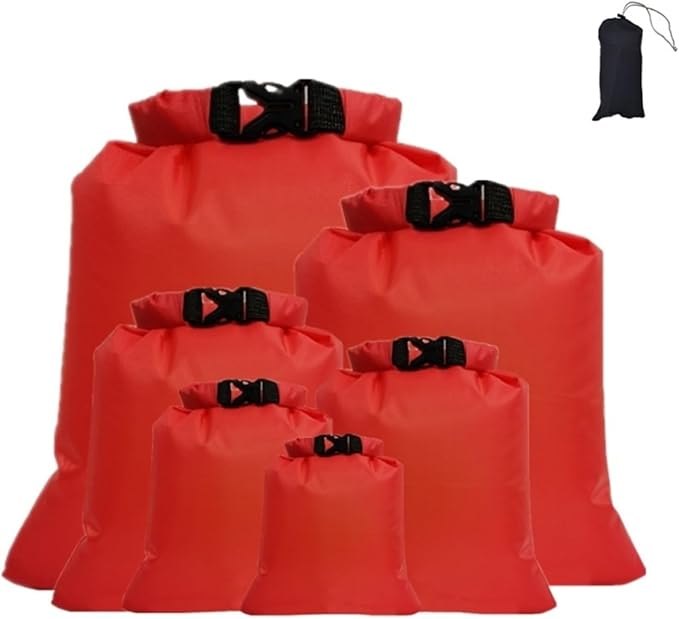Waterproof Dry Bag 5PCS 1.5/2.5/3/3.5/5/8L Waterproof Dry Bag Pack Sack Swimming Rafting Kayaking River Trekking Floating Sailing Canoing Boating for SwimmingBoating(Red)