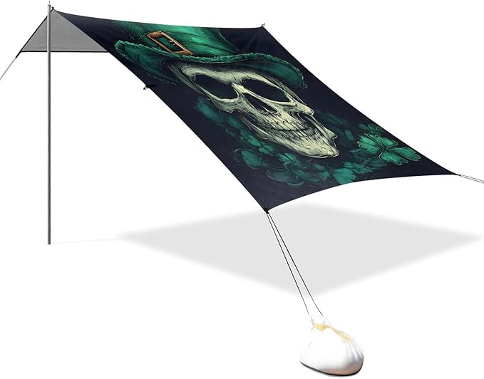 ALAZA Skull Head Beach Tent Sun Shelter Portable Canopy Sunshade for Outdoor Camping Picnics Backyard Fun 10x9 ft