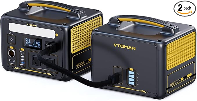 VTOMAN Jump600X 600W Portable Power Station with 640Wh Extra Battery 939Wh Solar Generator LiFePO4 Battery Peak 1200W AC Outlet PD 60W USB-C 3x12V/10A DC for Outdoor Camping Off-grid Home Backup