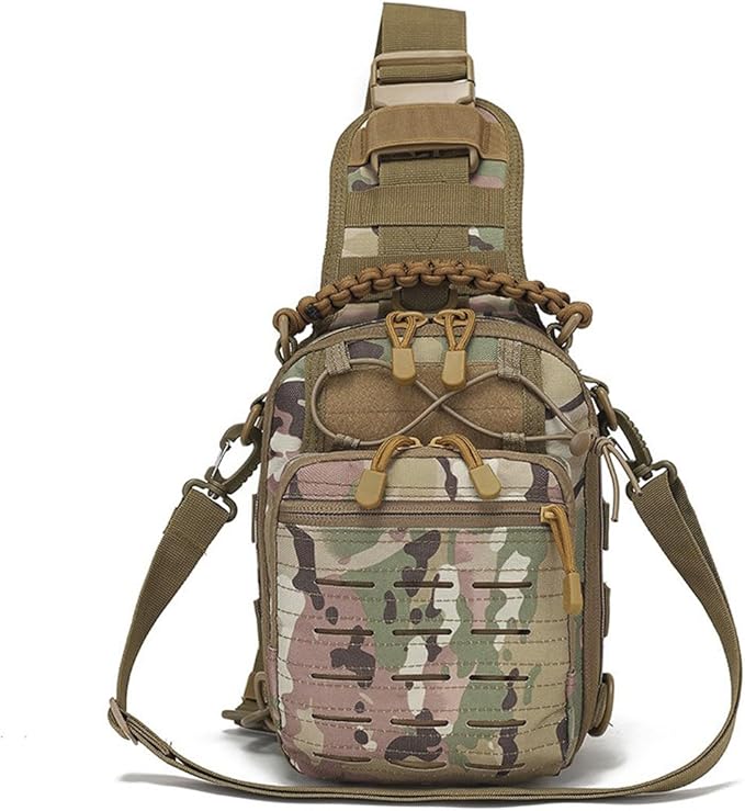 Tactical Sling Bag Pack Military Shoulder Bag Chest Pack Messenger Molle Sport Backpack Hiking Daypack Men Women (CP Camouflage)