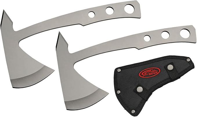 SZCO Supplies 9.5 Throwing Axes Set 2-Piece Stainless Steel Hatchets with Nylon Sheath for Outdoor Sports Axe Throwing Target Practice and Survival Tools