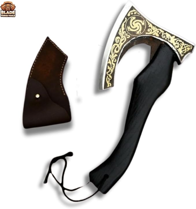Custom Handmade Carbon Steel Tomahawk Hatchet – Black Ash Wood Handle | Throwing Axe &amp Outdoor Tool
