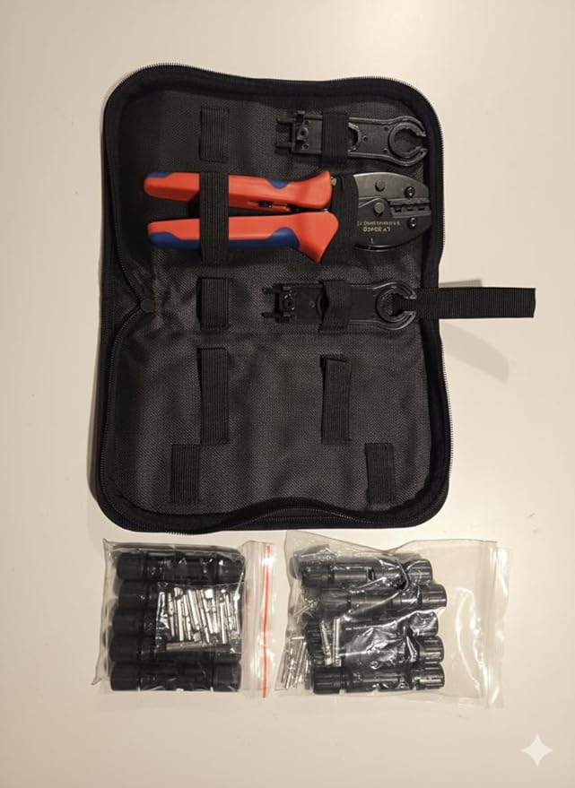 20 Piece PV Solar Panel Connector Kit | Compatible with 10 AWG Solar Cable 30 Amp 1000V DC IP67 Waterproof | PV Spanner Tools Included