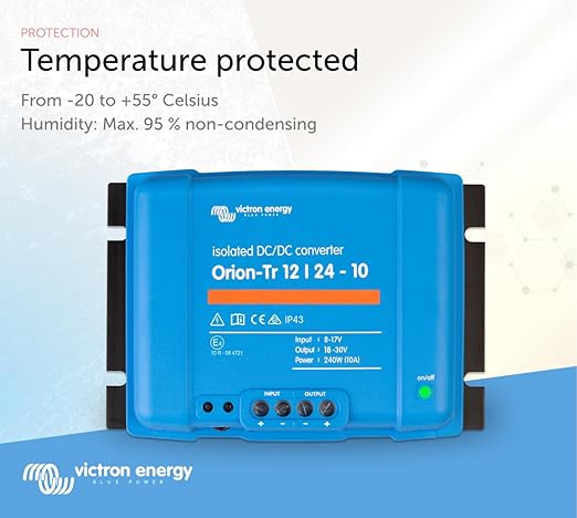 Victron Energy Orion-Tr DC to DC Converter - 12/24-Volt 10 amp 240-Watt - IP43 Protected - for Dual Battery Systems - Isolated