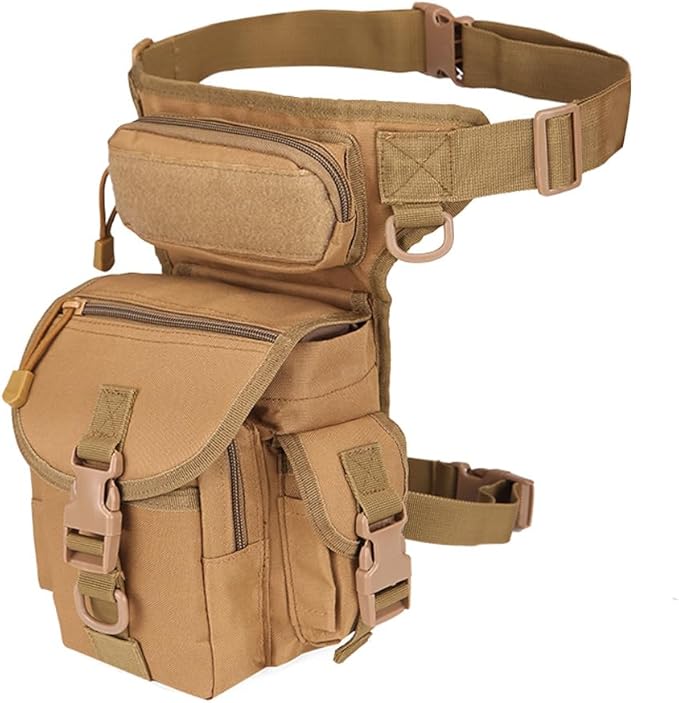 Drop Leg Bag for Men Waterproof Military Tactical B Cross Over Leg Rig Outdoor Bike Cycling Hiking Thigh Bag (Mud Color)