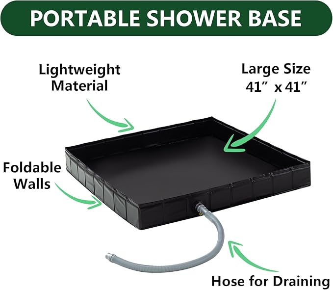 Portable Shower Pan Foldable Shower Base &amp Basin Floor with Detachable Drain Pipe Ideal for RV OutdoorIndoor Shower Stall Enclosures