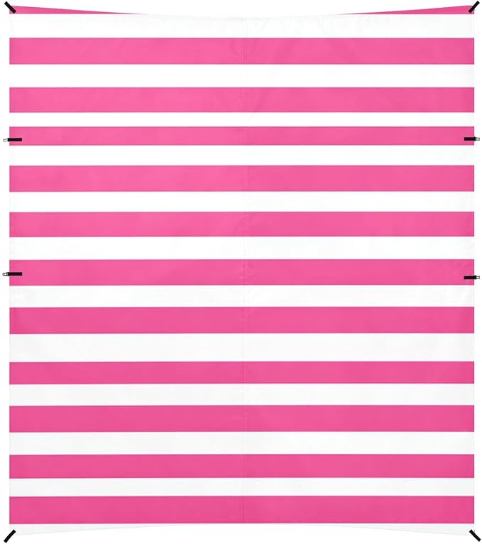 ALAZA Pink White Striped Beach Tent Sun Shelter Portable Canopy Sunshade for Outdoor Camping Picnics Backyard Fun 10x9 ft