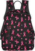 Breast cancer awareness ribbons love heart black Backpack Travel Bag Bookbags Satchels Daypacks