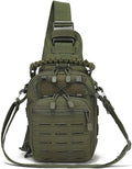 Tactical Sling Bag Pack Military Shoulder Bag Chest Pack Messenger Molle Sport Backpack Hiking Daypack Men Women (Military Green)