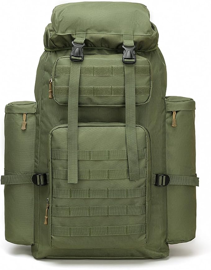 Military Tactical Backpack for Men 100L Waterproof Camping Hiking Travel Hunting Daypack Heavy Duty Adjustable Straps (Green)