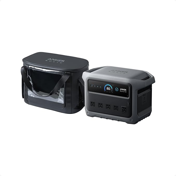 Anker SOLIX C1000 Gen 2 Portable Power Station with Water Resistant Bag 2000W (Peak 3000W) Solar Generator Full Charge in 49 Min 1024wh LiFePO4 Battery for Home Backup Power Outages and Camping