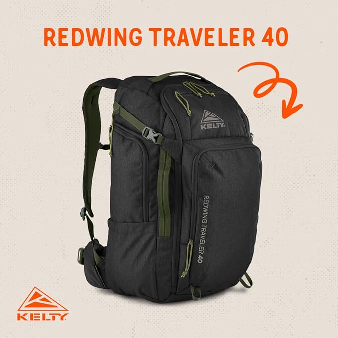 Kelty | Redwing Traveler Backpacks Travel Pack for Adventure Travel | Burnt Olive &amp Black
