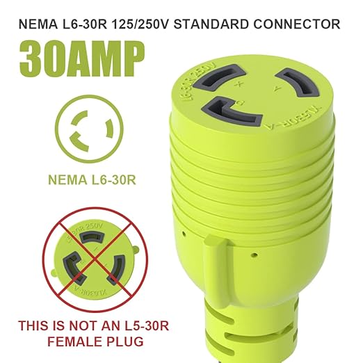 NEMA L14-30P to NEMA L6-30R30 Amp Adapter 4 Prong to 3 Prong Lock ConnectionWelder Generator EV Power Conversion CordSTW 10 GaugeETL Listed(1FT)
