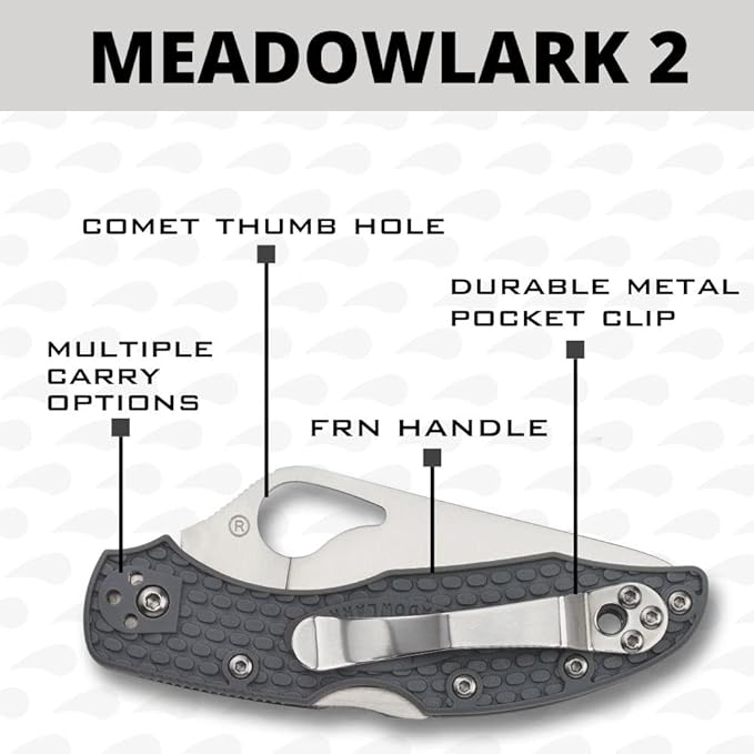 Spyderco Byrd Meadowlark 2 Lightweight Knife with 2.90 Stainless Steel Blade and Gray Non-Slip FRN Handle - PlainEdge - BY04PGY2