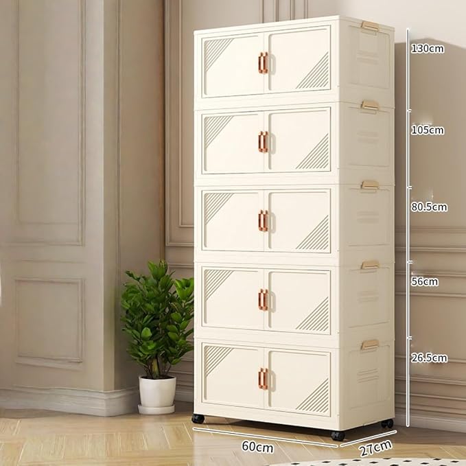 Storage Bins Stackable Folding Plastic Storage Containers with Clear Lids Multi Layer Organizer for Home Dorm Office Closet Bedroom Living Room