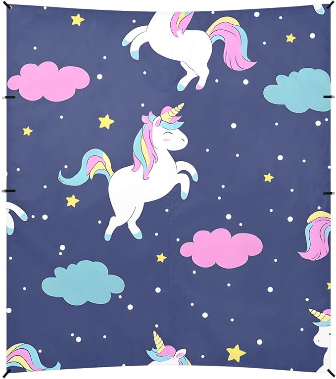ALAZA Clouds Stars Unicorn Pattern Beach Tent Sun Shelter Portable Canopy Sunshade for Outdoor Camping Picnics Backyard Fun 10x9 ft