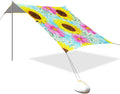 Beach Canopy with Windproof Ropes &amp Sandbags Beach Tent Sun Shade Sun Shelter for Camping Trips Fishing Backyard Fun or Picnics Sunflowers