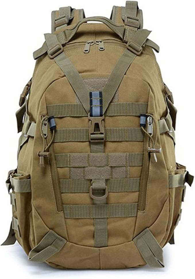 Tactical Backpack with Reflective Bars for Men Military Molle Bag 35L Army 3 Day Assault PackHiking Daypacks for Camping Trekking Hunting Traveling MotorcycleKhaki