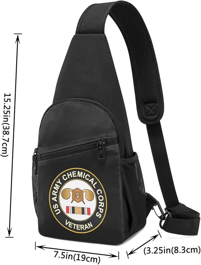 US Army Chemical Corps Iraq Veteran Chest Pack Leisure Shoulder Crossbody Chest Bag
