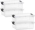 Superio Storage Bins with Lids- 4 Pack 4.5 Qt Clear Boxes for Organizing Stackable Plastic Containers- BPA Free Non-Toxic Odor Free Organizer for Home Office Dorm