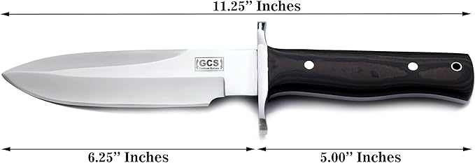 GCS Handmade D2 steel Hunting Knife G10 Full Tang Handle Fixed Blade Knife Right Hand Scout Carry Buffalo leather Sheath Sharpening Stone Hunting Camping Survival EDC-GCS 915