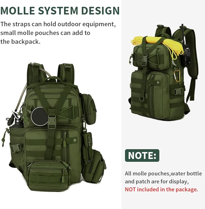 HUNTVP Miltec 30L Military Backpack Men's Tactical Sports Backpack 30 Litres for Travel Trekking Cycling Outdoor Camping Hiking