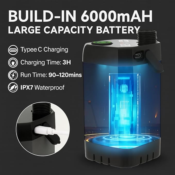 Portable Shower with Heater &amp Tent – 6.6 Gallon Foldable Bucket 1500W Auto-Off Heater 6000mAh Rechargeable Portable Camping Shower Pump Digital Temp &amp Power Display for Hiking &amp Beach