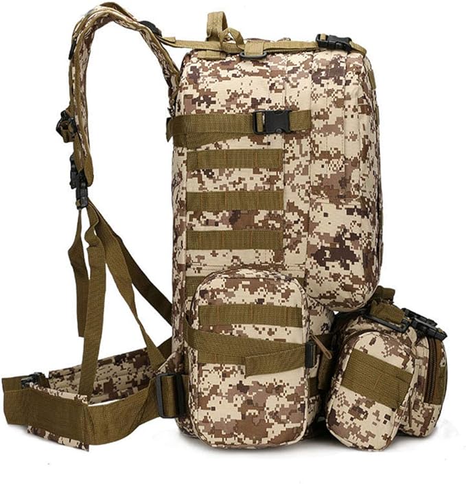Outdoor Sports Pack Hiking Bag Tactical Rucksack Camo Knapsack Combat Camouflage Molle 55L Tactical Backpack - Tree