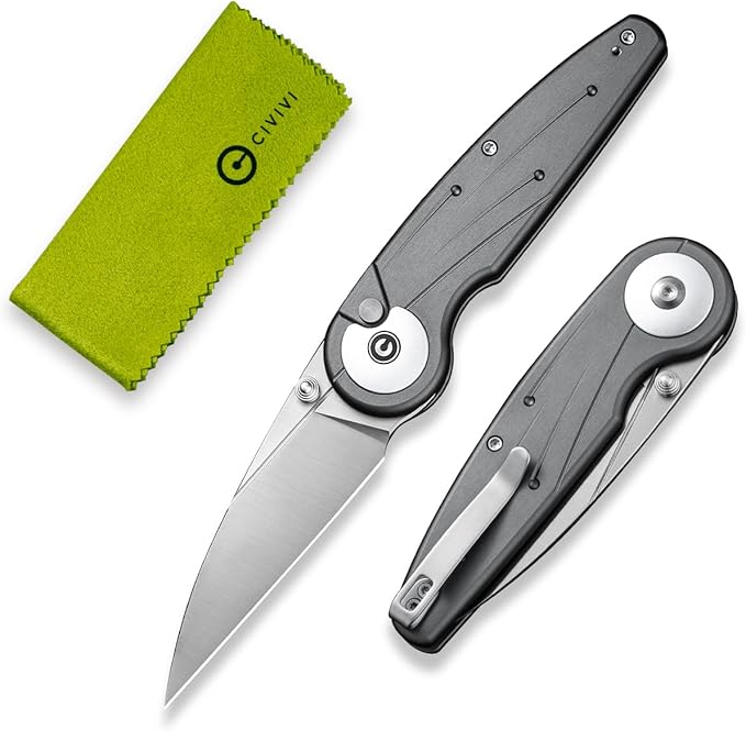 CIVIVI Starflare Pocket Knife for Men Women Button Lock Folding Knife with 3.3 Nitro-V Blade Milled Aluminum Handle Cool Knife for Everyday Carry C23052-2