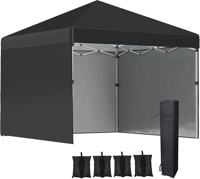 10'x10' Pop Up Canopy Including 3 Sided Walls Comprehensive Weight Bags Height Adjustable FFor ramework Carry Bag Included