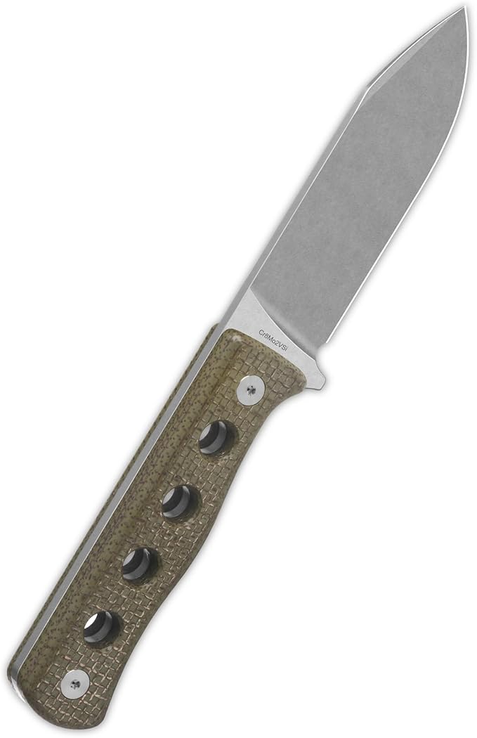 QSP Canary Fixed Blade Knife 4.25 DC53 Stonewash Blade Hunting Knives with Kydex Sheath Green Texture Micarta Handle EDC Knife for Camping Outdoor Hiking Survival