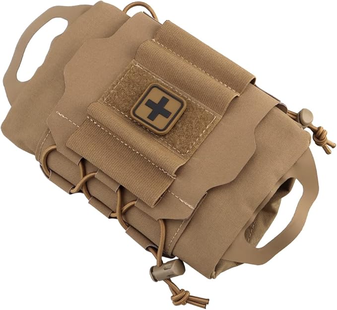 Tactical Military Pouch MOLLE Rapid First-aid Belt Pouch Survival Two-Piece System Med Roll Carrier Hypalon Handle Bag