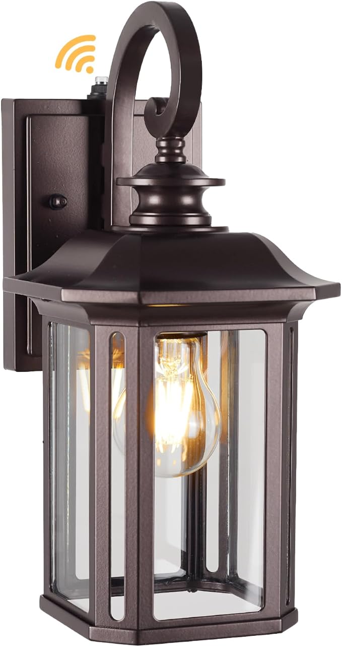 Dusk to Dawn Outdoor Wall Light Fixtures19'' Outdoor Porch Sconces Lighting  Waterproof Wall Lanterns with E26 Sockets &amp Glass Modern Oil Rubbed Bronze Outside Lights for Front Door Entryway Ga