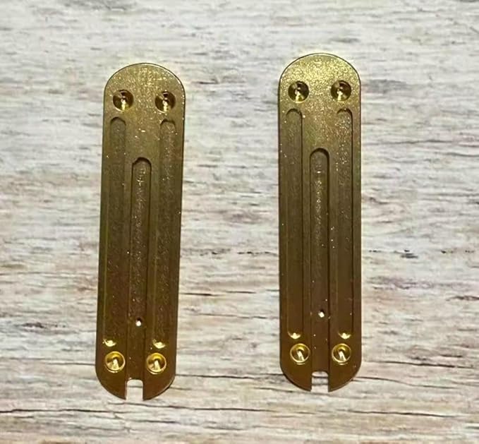 1 Pair CNC Aluminum Alloy Scales Fits for 65MM Custom Blank Handle Patch DIY Replacement in Gold