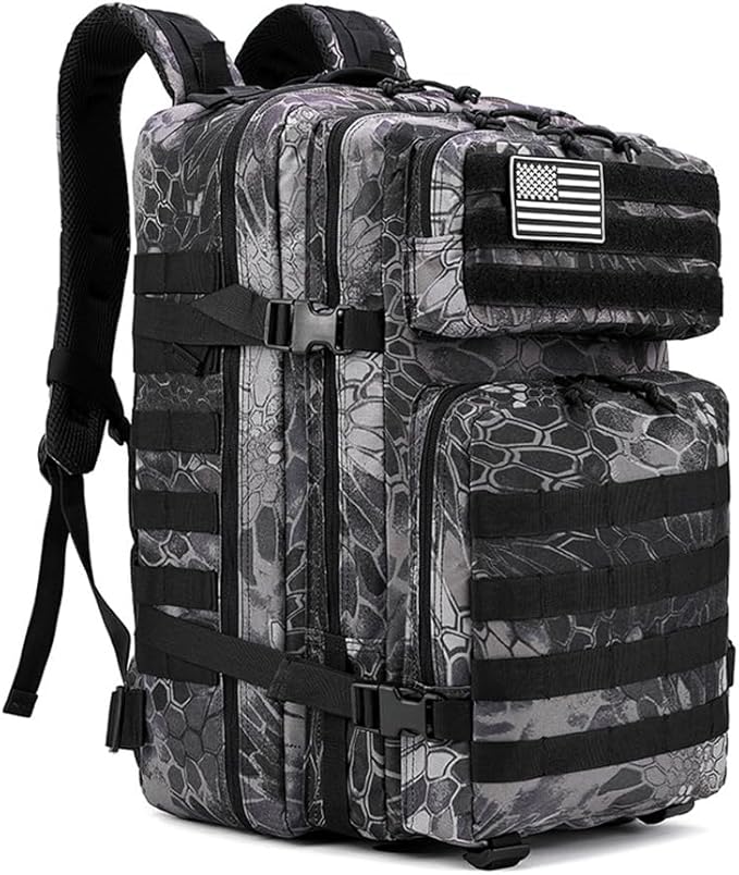 Tactical Backpack for Men Large Military Style Hiking Backpack with MOLLE System Travel Camping Bag for Trekking (BLACK Camou)