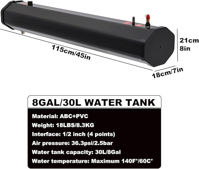 Pressurized Water Tank for Outdoor Camping and Vehicle Storage Portable Solar Shower for Overlanding and Roof Rack Use