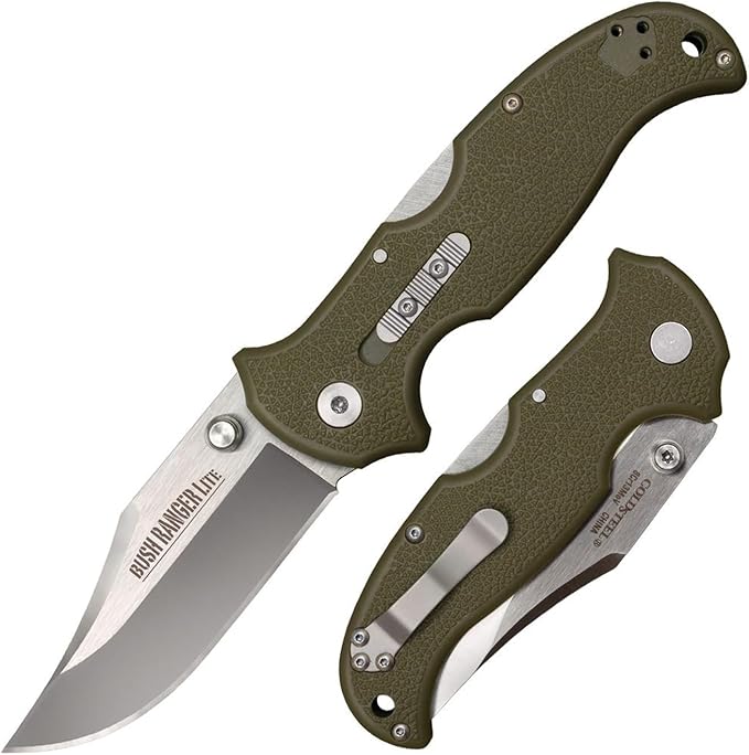 COLD STEEL Bush Ranger Lite 3.5 8Cr13MoV Razor-Sharp Blade 4.875 GFN Easy-To-Grip Handle Everyday Carry Hunting Folding Knife w/Rocker Lock